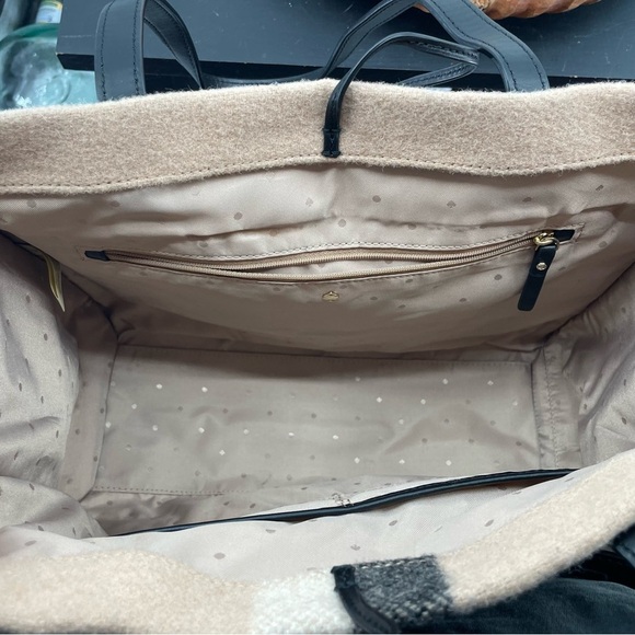 Kate Spade Washington Square Mega Sam Tote beige tan black wool - Picture 13 of 16